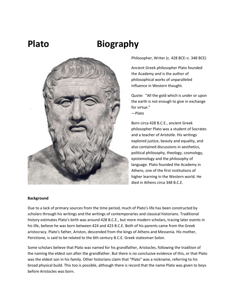 biography of plato philosopher