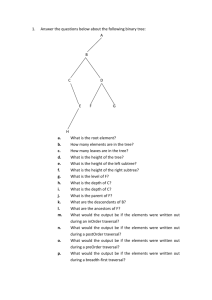 1. Answer the questions below about the following binary tree: A B C