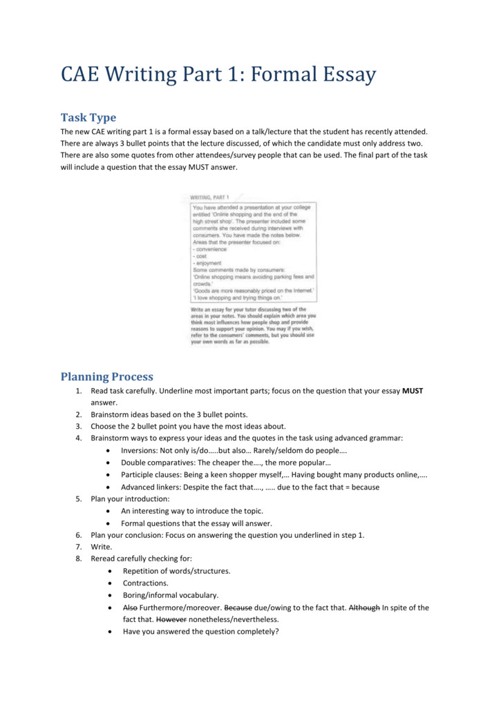cae essay checklist