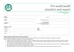 Pre-audit/audit checklist and report C-BMP-ADMIN-2013-001