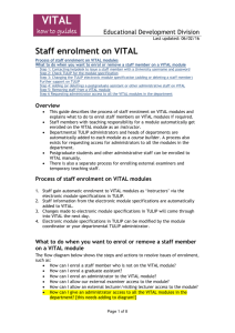 Staff enrolment on VITAL
