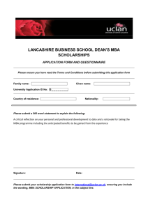 MBA Scholarships application form