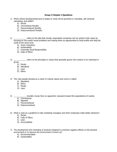 Group 3 Chapter 3 Questions Which ethical developmental level is