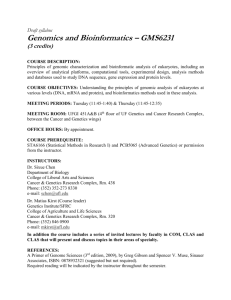 Genomics and Bioinformatics - PCBXXXX