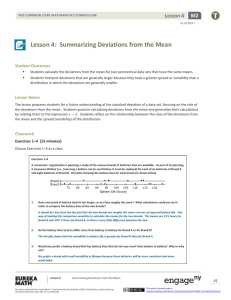 Lesson 4: Summarizing Deviations from the Mean