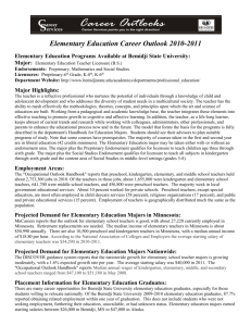Placement Information for Elementary Education Graduates