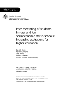 Peer-mentoring of students in rural and low SES schools