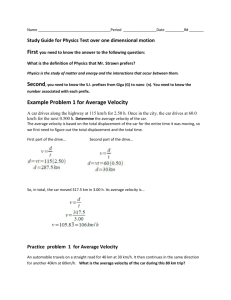 Example Problem 1 for Average Velocity