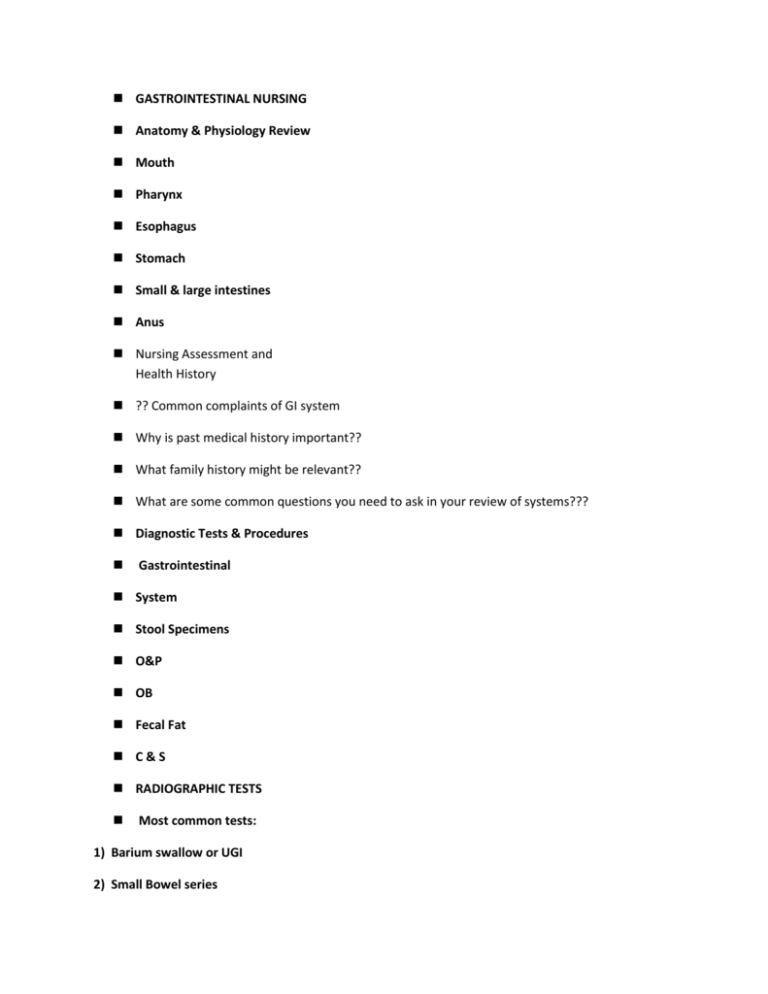 GASTROINTESTINAL NURSING Anatomy Physiology Review