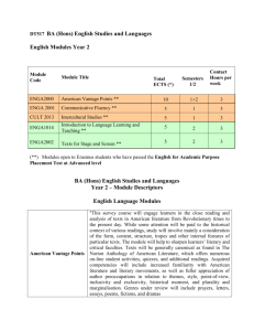 BA English Studies and Languages Year 2 Handbook for Incoming