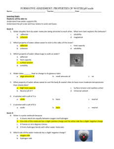 Practice Quiz on Water: Answer Key