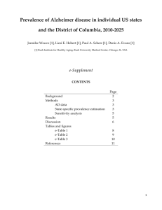 Prevalence of Alzheimer disease in individual US states and the