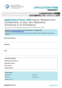 Application Form: HS4 Import, Release from Containment, or Use