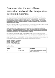 Framework for the surveillance, prevention and control of dengue