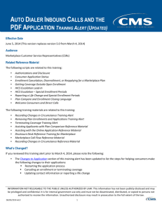 Auto Dialer Inbound Calls and the PDF Application Training Alert