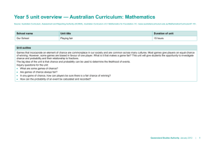 Year 5 unit overview * Australian Curriculum: Mathematics