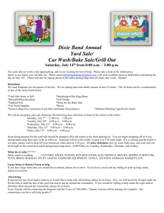 The yard sale/car wash is fast approaching, and we are looking for