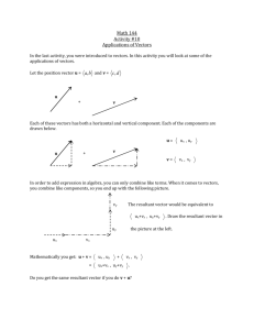 Math 144 Activity #10 Applications of Vectors In the last activity, you