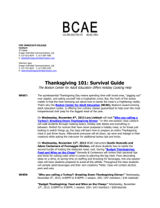 Thanksgiving 101: Survival Guide - Boston Center for Adult Education