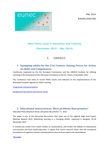 Main Policy Lines in education and training December 2013