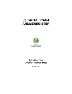 Deposit Goods Data - Eesti Pandipakend