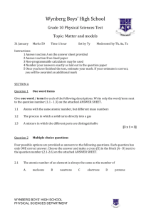 Grade 10 Physical Science Test (Matter)