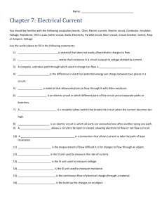 Chapter 7 Electricity Study Guide