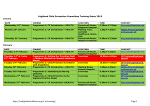 Highland Child Protection Committee Training Dates 2013 January