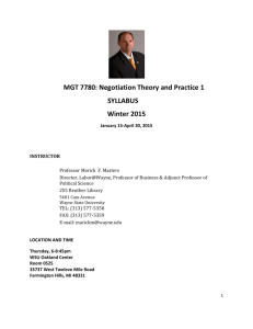 MGT 7780 Negotiation Theory & Practice 2015 Syllabus