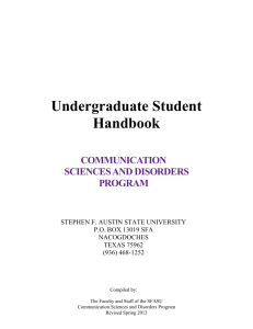 Undergraduate Student Handbook COMMUNICATION SCIENCES
