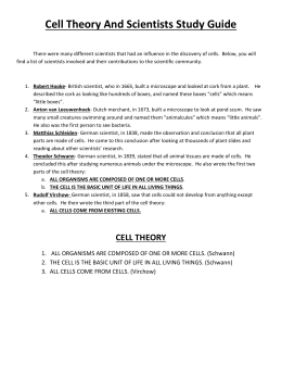 CELL STRUCTURE EXPLORATION ACTIVITIES