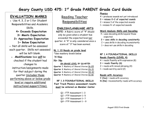 1st Grade Parent Grade Card Guide 2013 REVISED