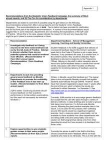Appendix 1 Recommendations from the Students` Union Feedback