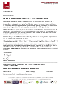 parent engagement session – maths and english in year 7
