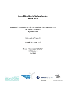 Second Sino-Nordic Welfare Seminar SNoW 2012