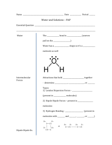 Water and Solutions Cornell Notes PAP