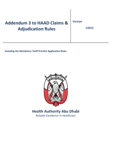 Addendum 3 to HAAD Claims & Adjudication Rules