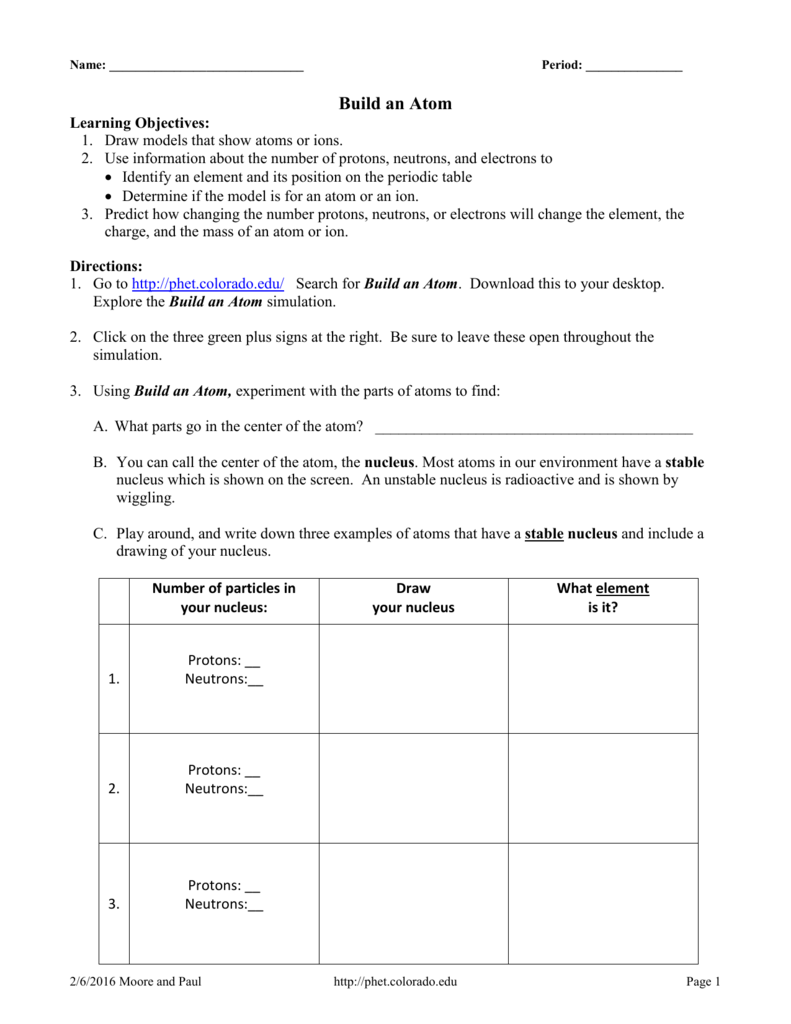 Build An Atom Phet Student directions build atom1
