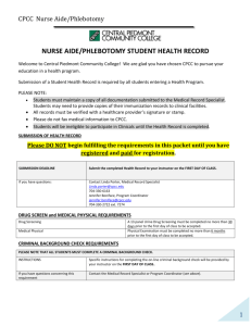 student health record - Central Piedmont Community College