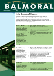 Balmoral SHS 6 Principles of Junior Secondary