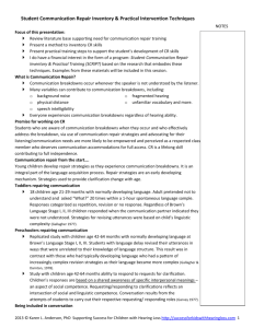 Student Communication Repair Inventory & Practical Intervention