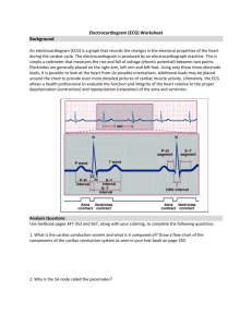 Electrocardiogram (ECG) Worksheet Background An