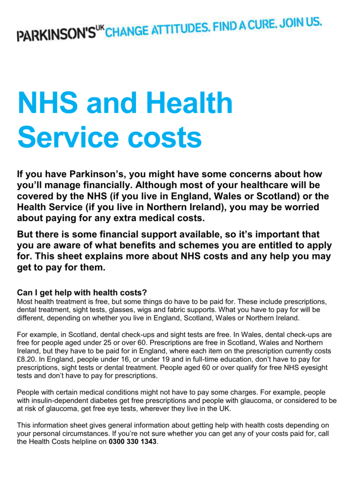 Nhs And Health Service Costs Word Version