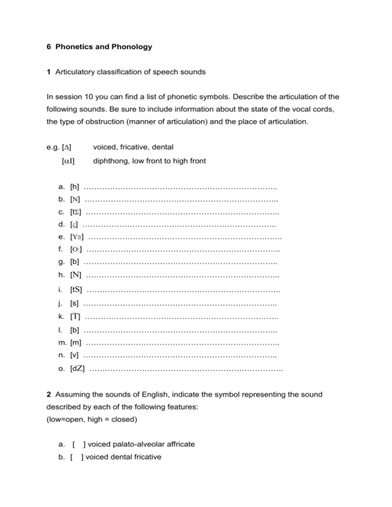5 Assignments Phonetics And Phonology 2010