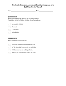 5th Grade Common Assessment Reading/Language Arts 2nd Nine