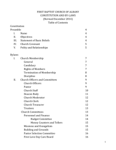to Review First Baptist Church 2014 Revised Bylaws