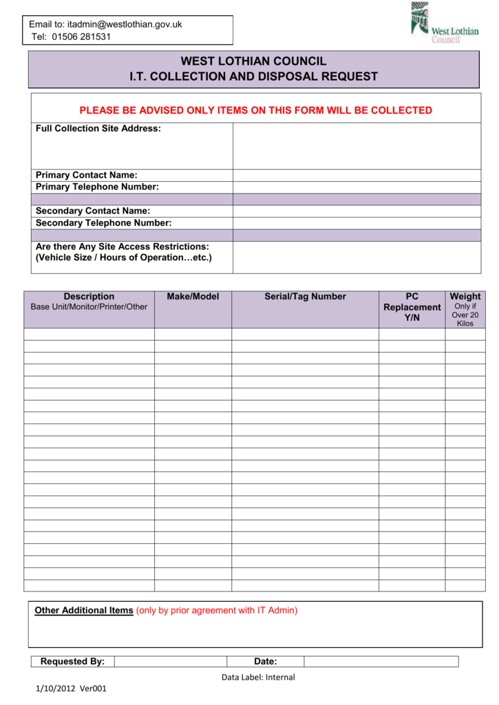 IT Equipment Disposal Form