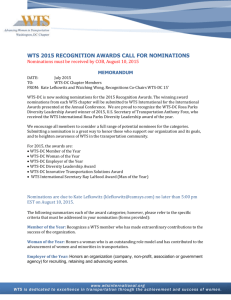 2015 WTS-DC Recognition Awards Call for Nominations