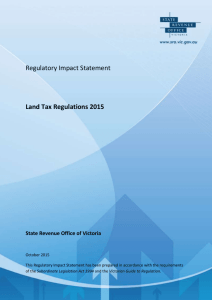 Land Tax Regulations 2015 REGULATORY IMPACT STATEMENT