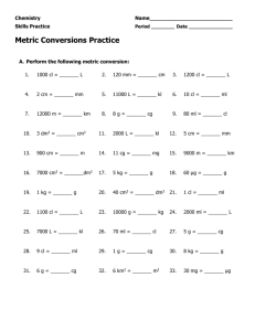 Metric Conversions Practice